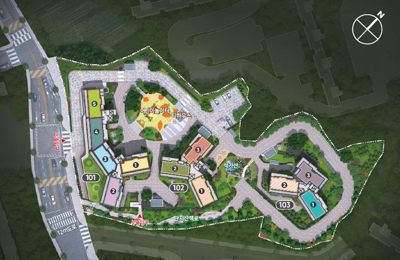 용인 센트레빌 그리니에 동･호수 배치 조감도