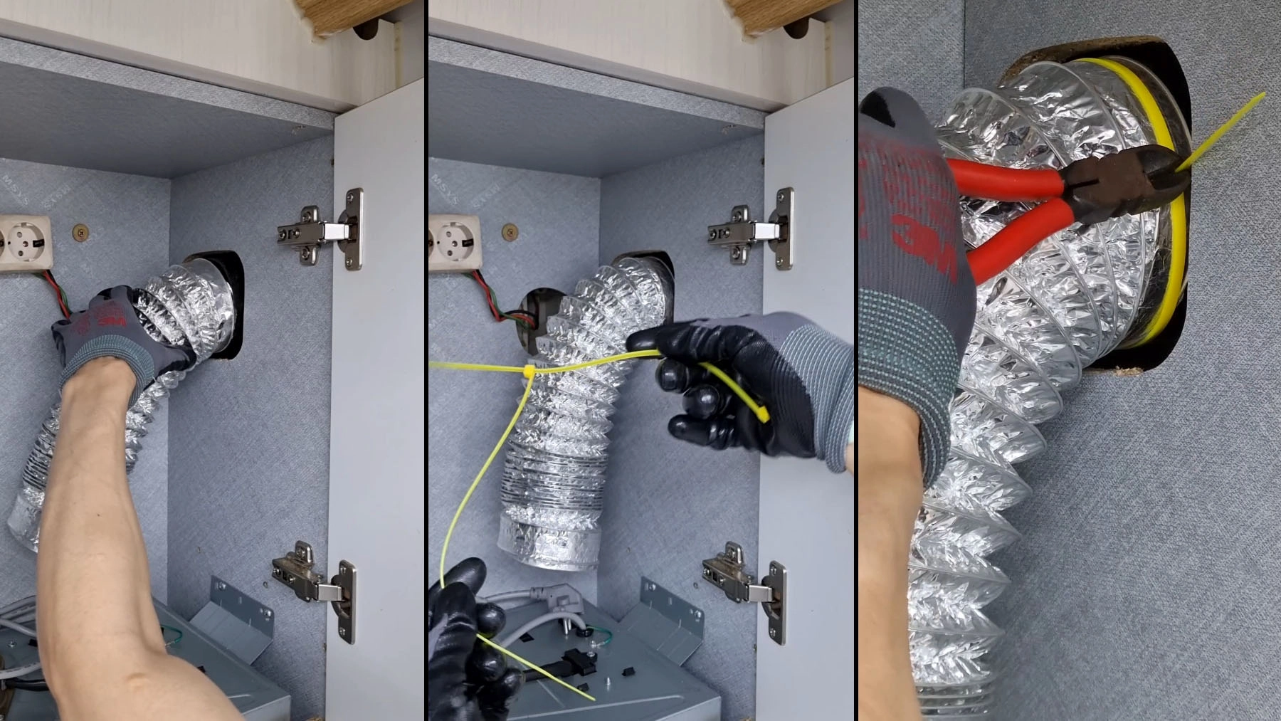 후드 배관 연결 모습