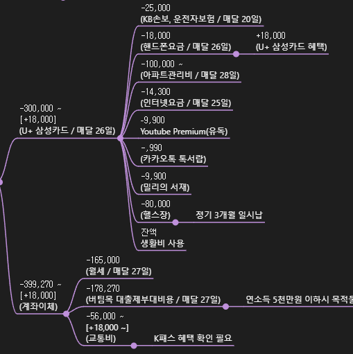 카드와 고정지출 분리