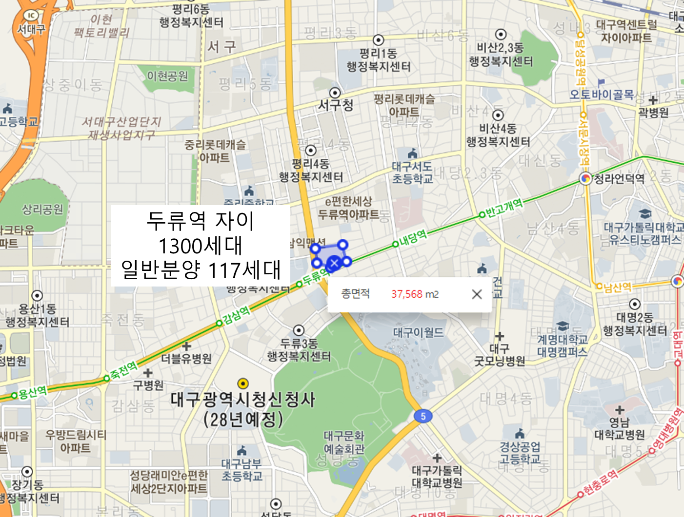 두류역 자이 분양가, 위치도