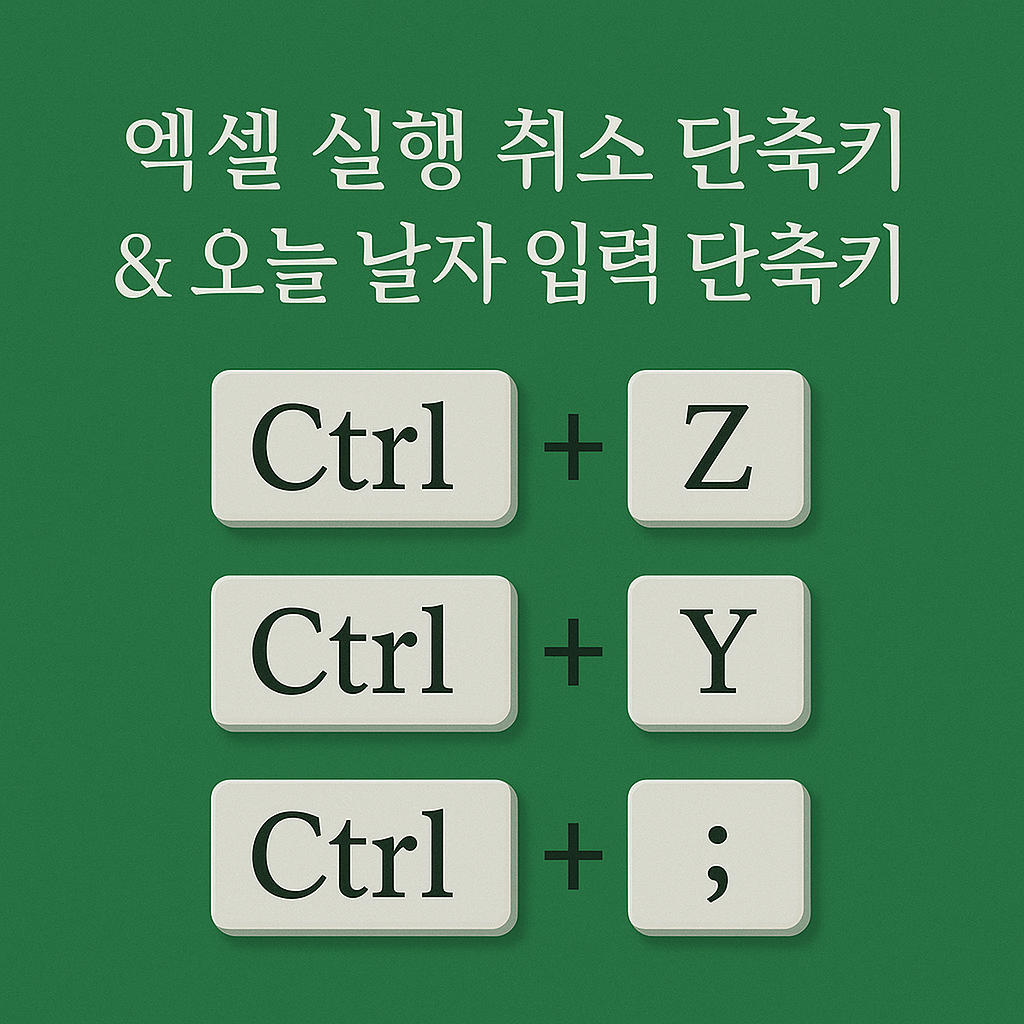 엑셀 실행 취소 단축키 &amp; 오늘 날짜 입력 단축키