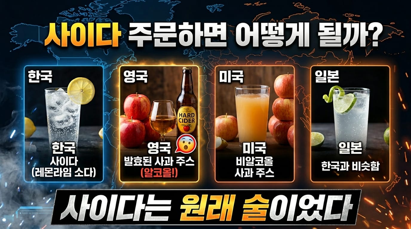 나라 별 사이다 주문하면 다른 음료 가나오는 비교 인포그래픽