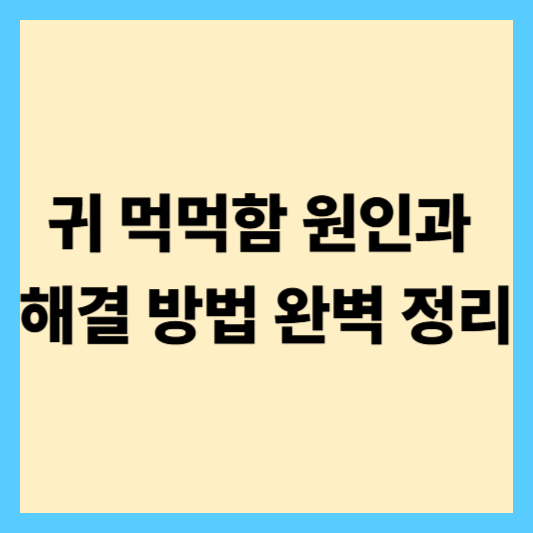 귀 먹먹함 원인과 해결 방법 완벽 정리
