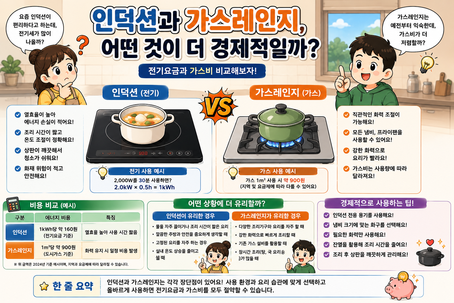인덕션과 가스레인지, 어떤 것이 더 경제적일까?