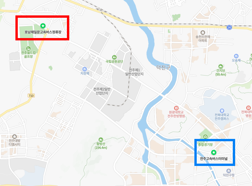 전주고속버스터미널 위치-지도