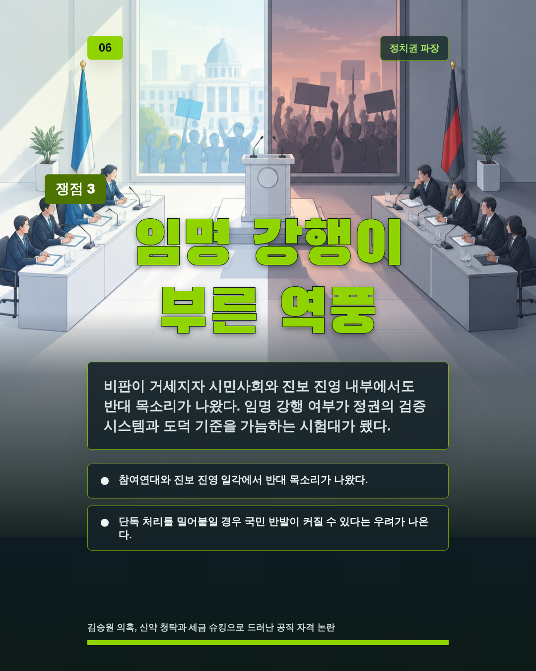 임명 강행이 부른 역풍