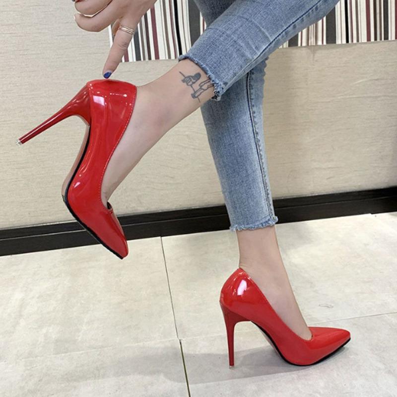 여자 스틸레토 에나멜 구두 킬힐 슈즈 신발