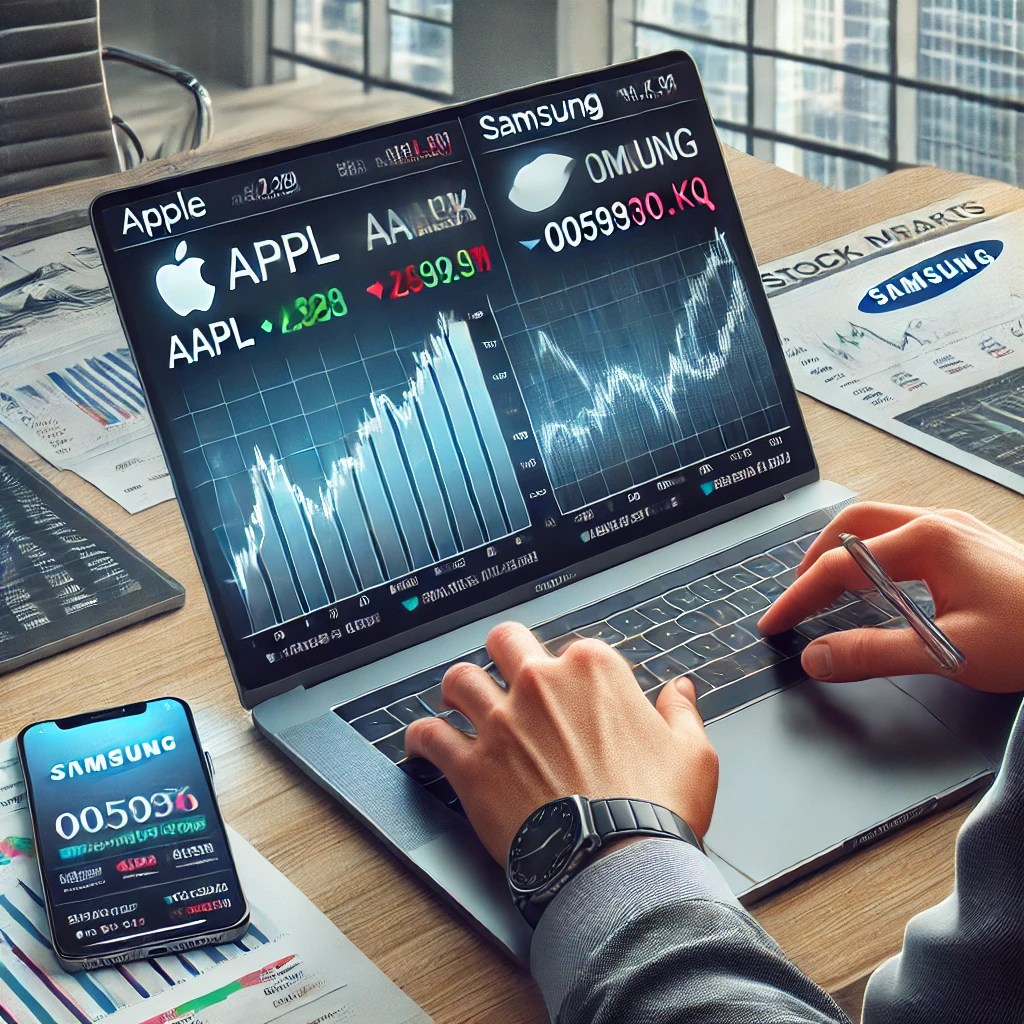 애플과 삼성전자에 투자하는 사진