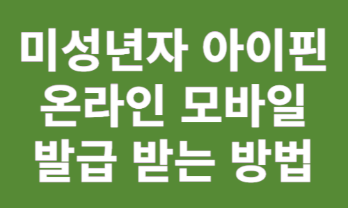 미성년자 아이핀 온라인 모바일 발급 받는 방법