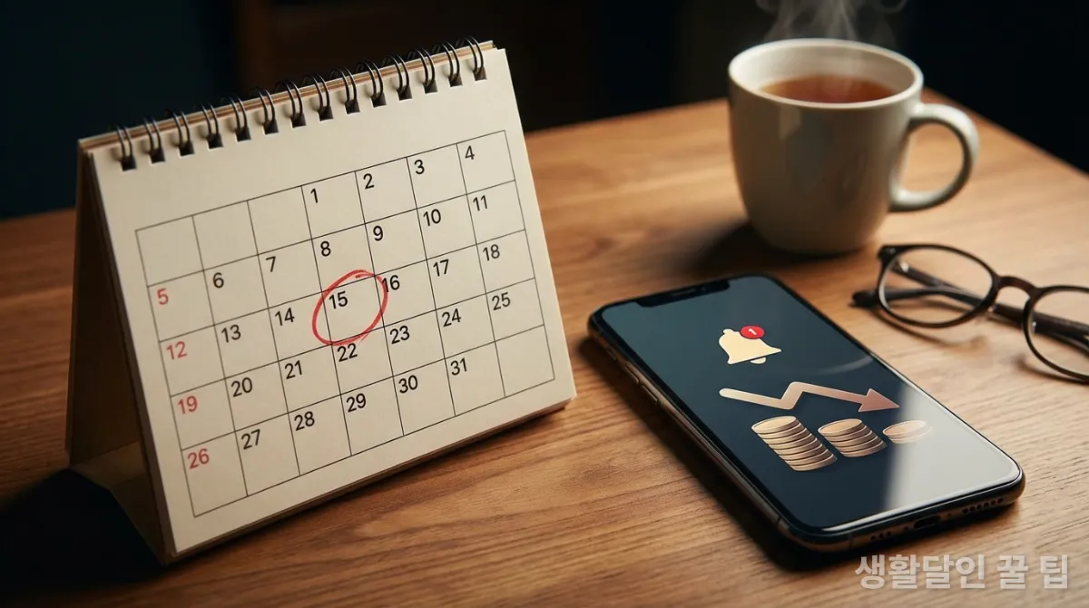 카드 포인트 유효기간과 소멸 예정일을 확인하는 달력과 스마트폰