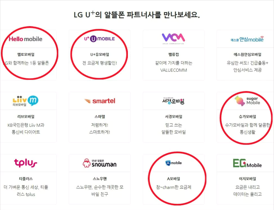 유플러스 알뜰폰 파트너사 명단 1