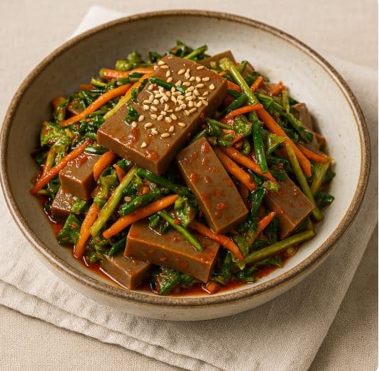 도토리묵 무침 – 도토리를 갈아 쑤어 굳힌 건강식 묵 요리