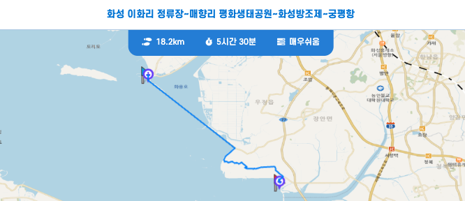 경기둘레길 화성 47코스 지도 이화리정류장 궁평항 트레킹 등산 날씨 정보