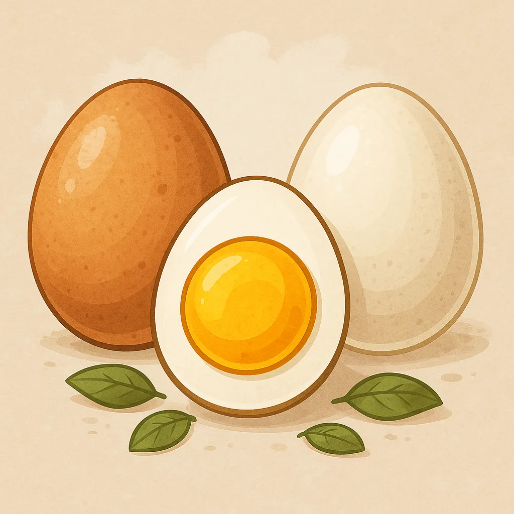 계란-껍질-색에-따라-영양이-다른지를-상징적으로-표현한-일러스트-이미지로-흰색-계란과-갈색-계란을-나란히-배치하고-영양을-묘사