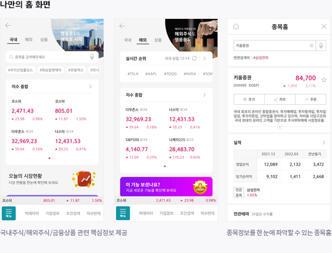 키움증권 통합앱 영웅문S# 주요화면3