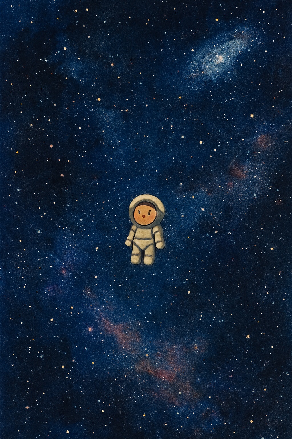 거대한 우주 속 한 인간이 둥둥 떠있다