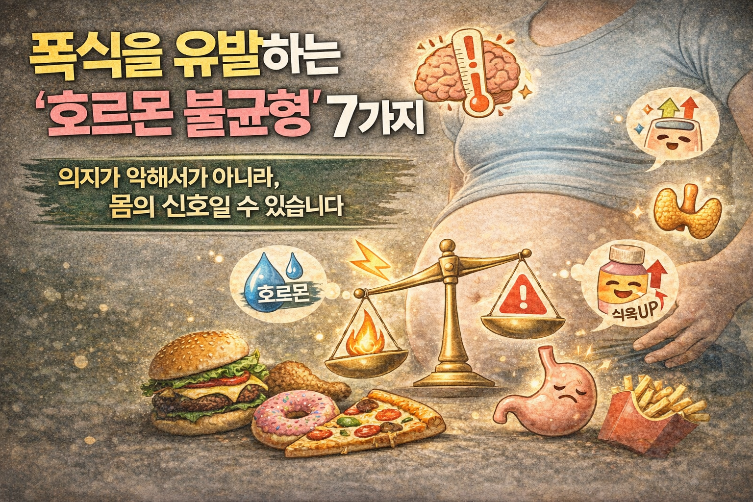 폭식을 유발하는 ‘호르몬 불균형’ 7가지 / 의지가 약해서가 아니라, 몸의 신호일 수 있습니다
