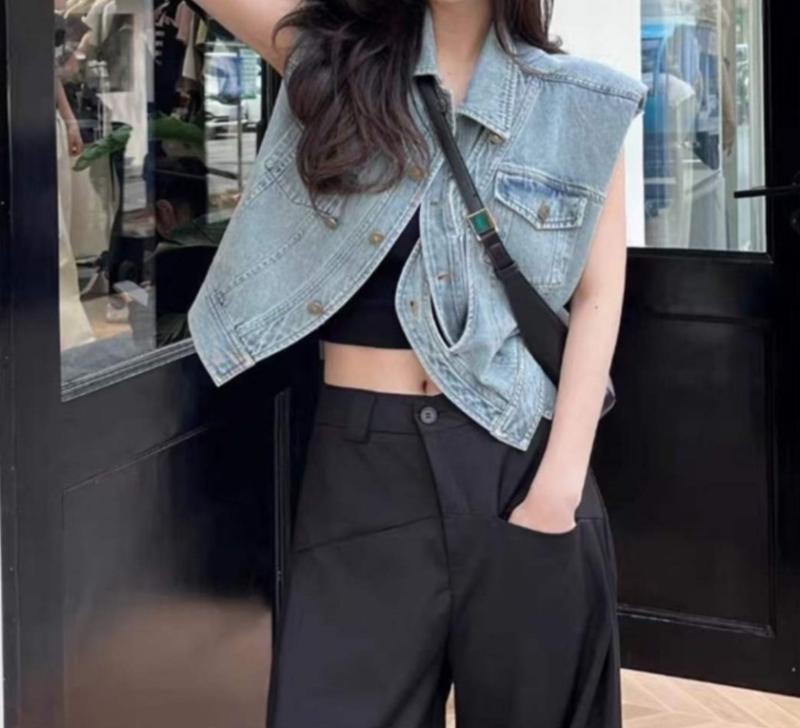 청조끼 여성청조끼 여름청조끼 크롭 데님조끼