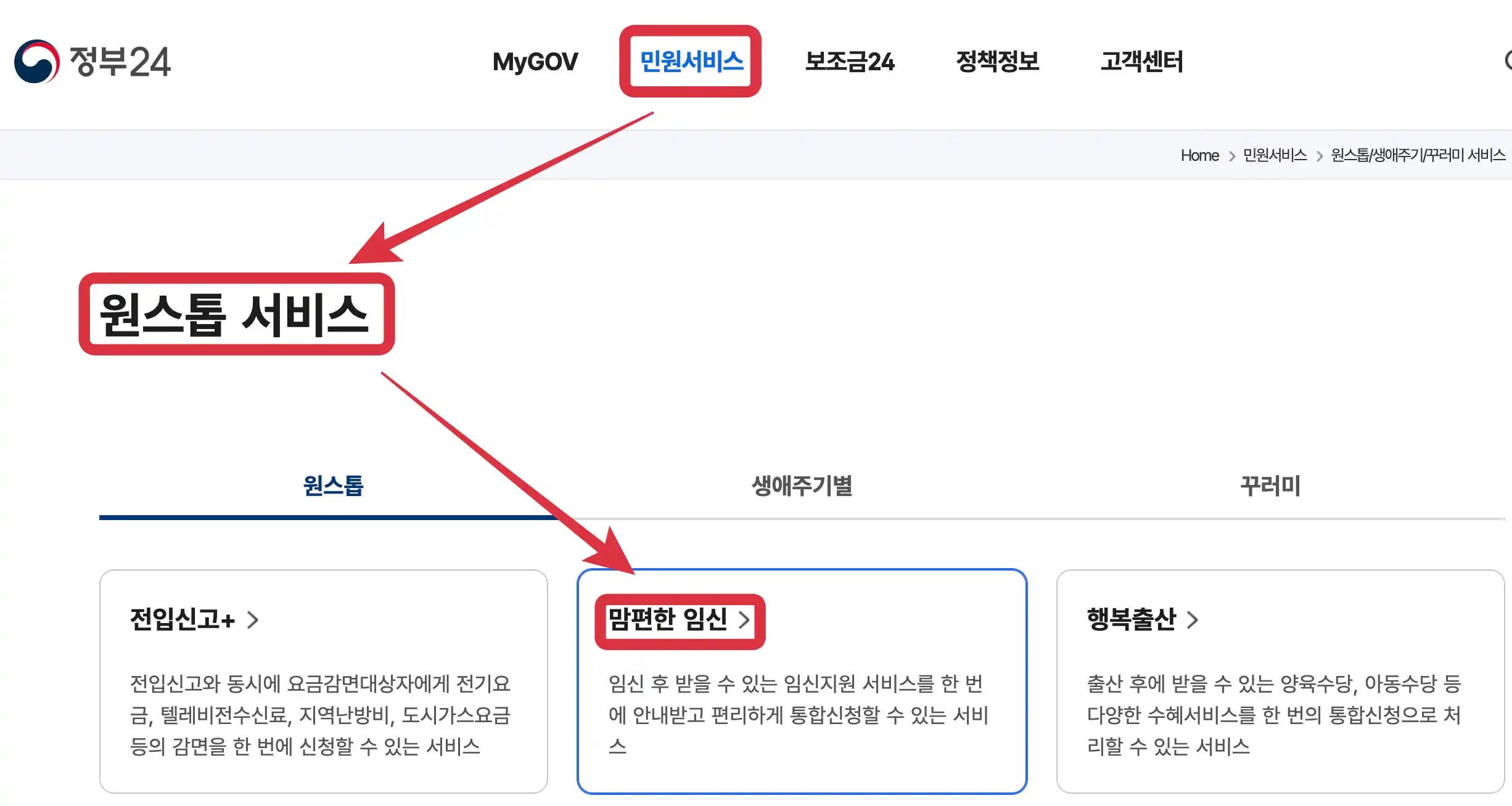 정부24 맘편한 임신