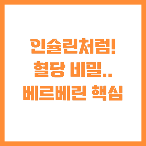 인슐린처럼 작용하는 베르베린 혈당 관..