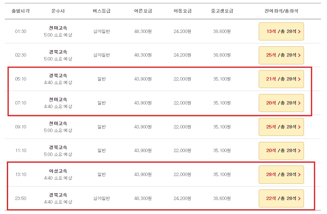 경주 인천공항 리무진 버스 시간표 요금 예약 방법