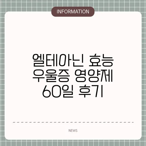 엘테아닌 효능 우울증 영양제 60일 후기