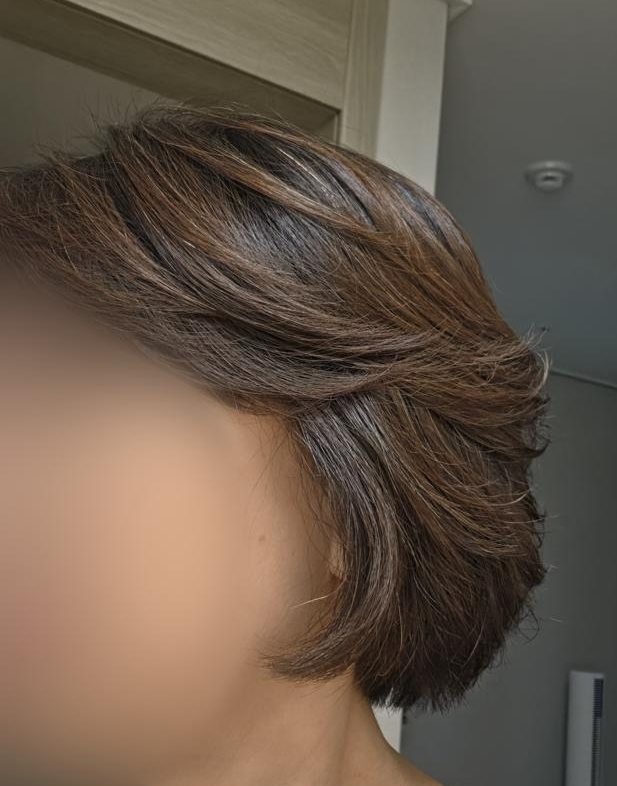 아베다 컬 젤리로 손질한 단발펌 웨이브 머리