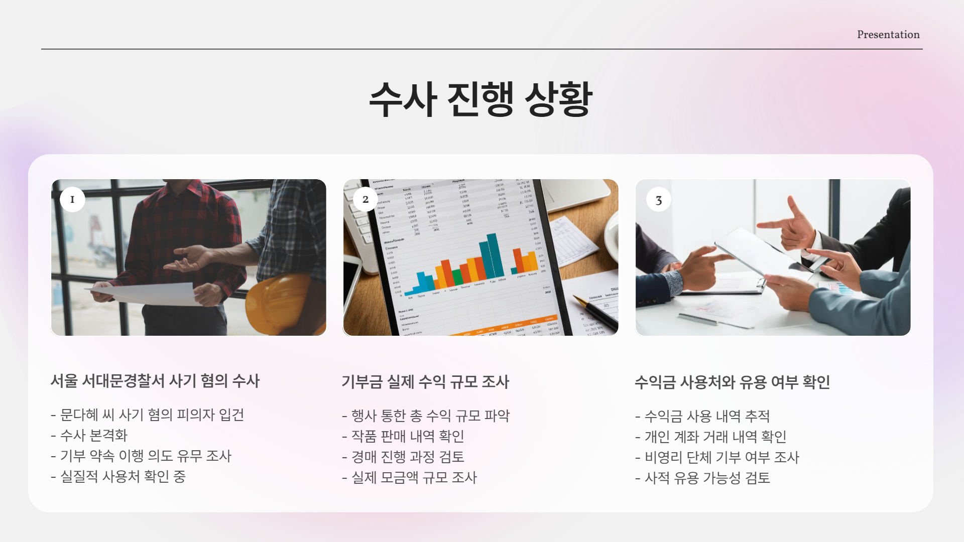 수사 진행 상황