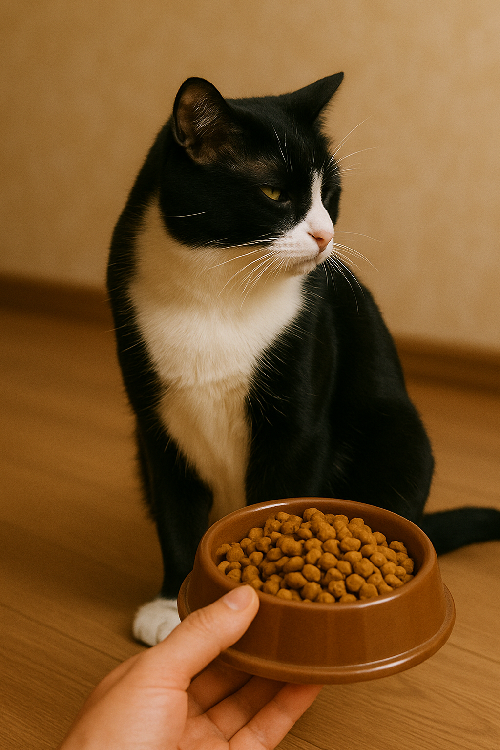 사료를 거부하는 고양이 사진