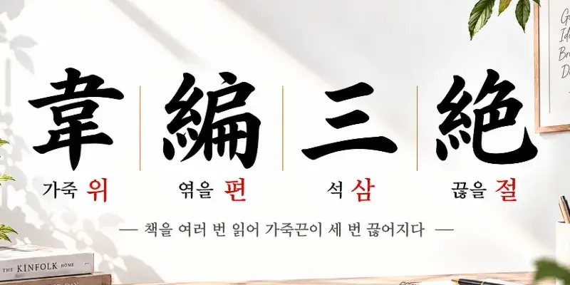 Wipyeonsamjeol Korean idiom 韋編三絶 meaning repeated reading and deep dedication to study