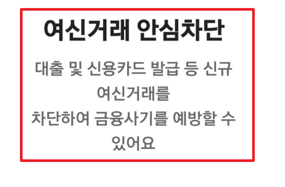 여신거래안심차단서비스 신청