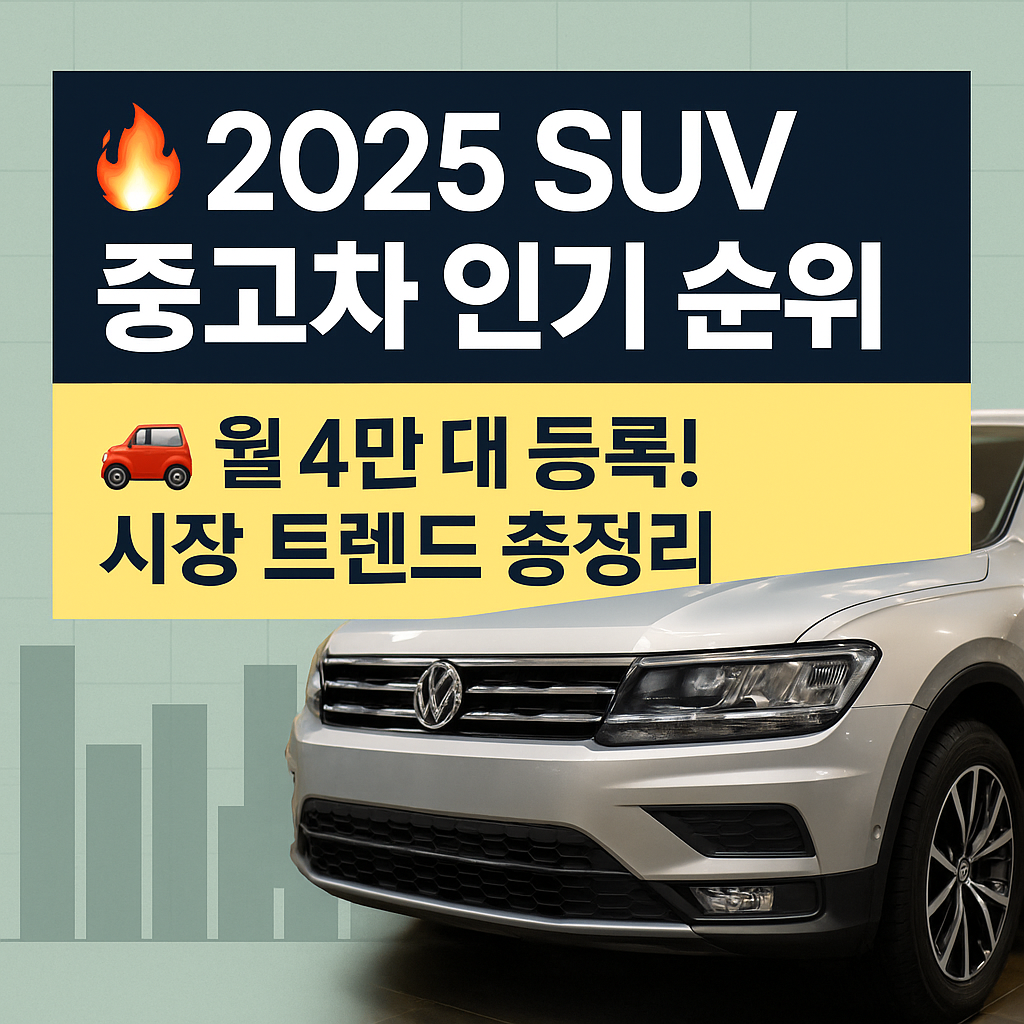 2025 SUV 중고차 인기 순위와 시장 트렌드 요약 이미지