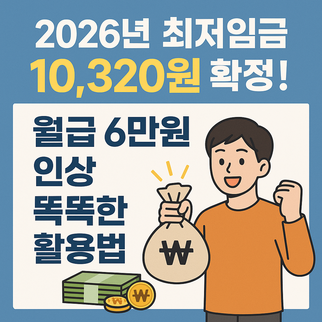 2026년 최저임금 10,320원 확정! 월급 6만원 인상 똑똑한 활용법💸