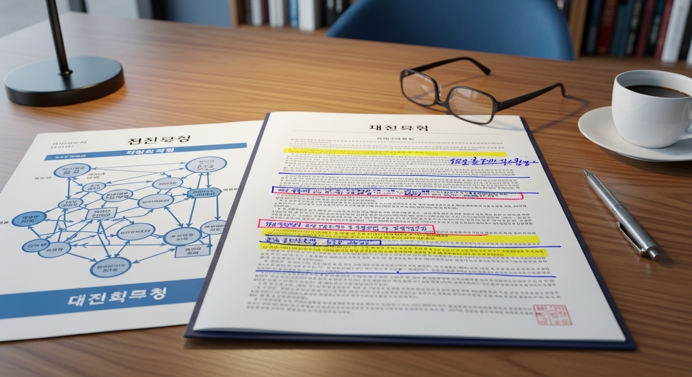 예금보험법 법안 문서와 금융 안전망 다이어그램, 개정안 심사를 상징.