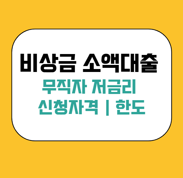 비상금 소액대출 총정리