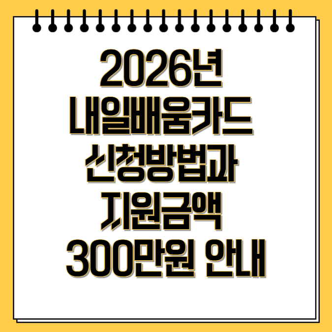 2026년 내일배움카드 신청방법과 지원금액 300만원 안내