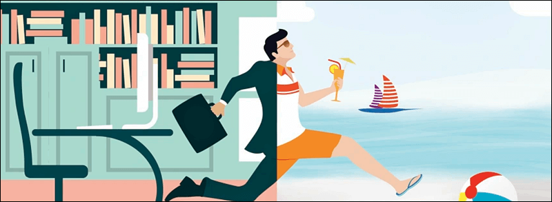 근로자 일과 휴가 사이 일러스트