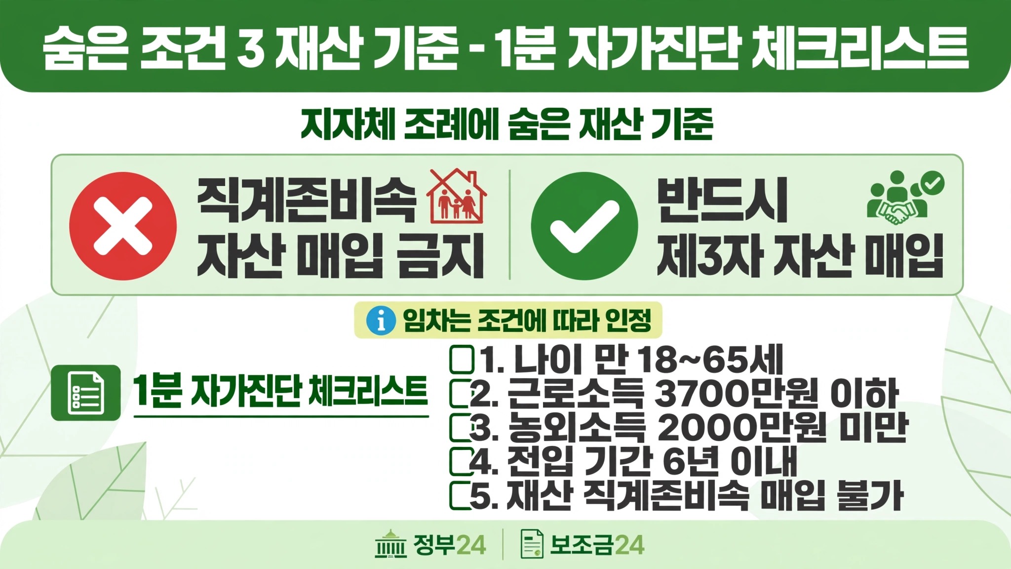 귀촌 지원금 신청자격 숨은 조건 재산 기준 직계존비속 자산 매입 금지 자가진단 체크리스트