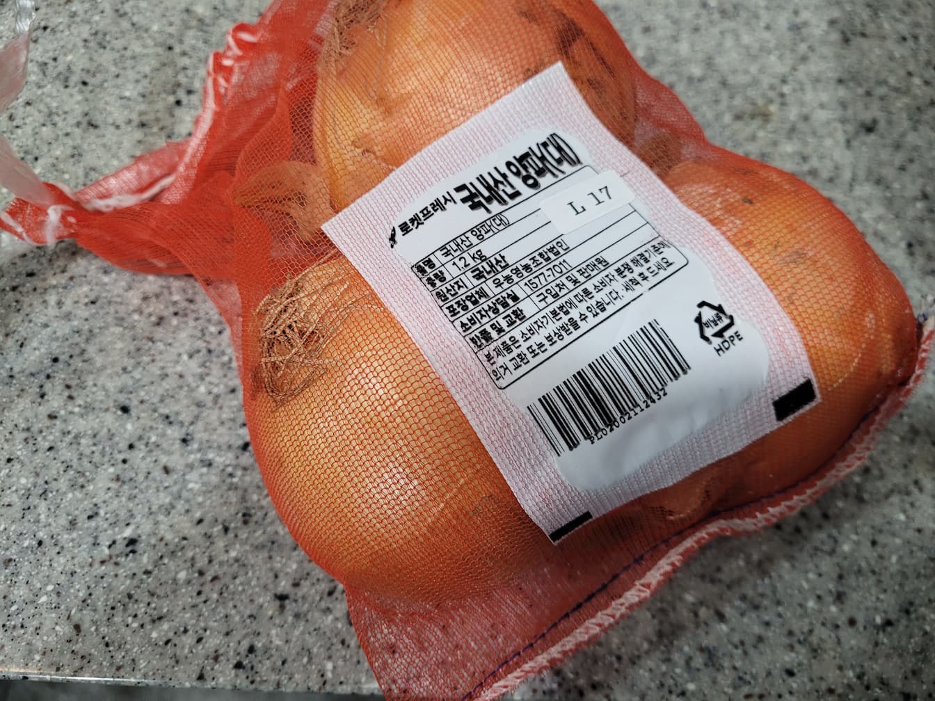 망에 담긴 양파