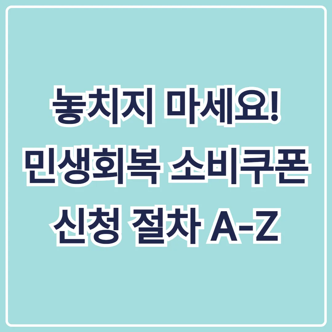 놓치지 마세요! 민생회복 소비쿠폰 신청 절차 A-Z