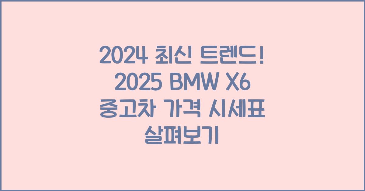 2025 BMW X6 중고차 가격 시세표