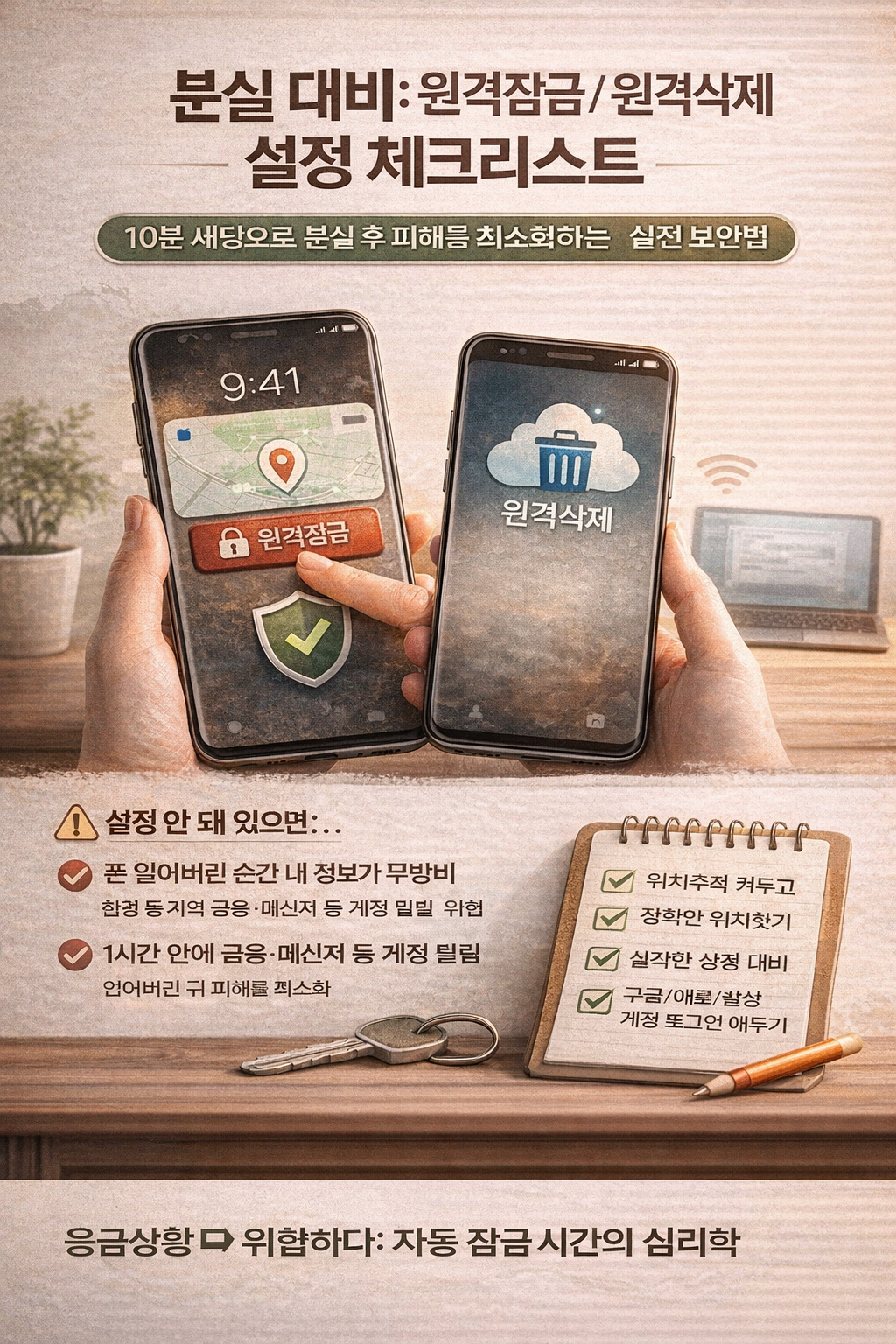 분실&middot;도난 대비: 원격 잠금/초기화(아이폰/안드로이드) 준비 체크리스트