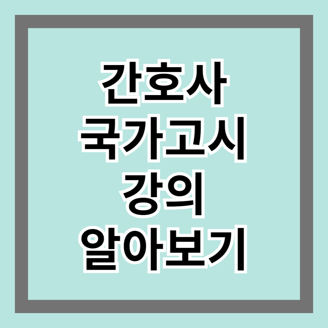 간호사국가고시강의 알아보기 : 효율적인 학습 전략