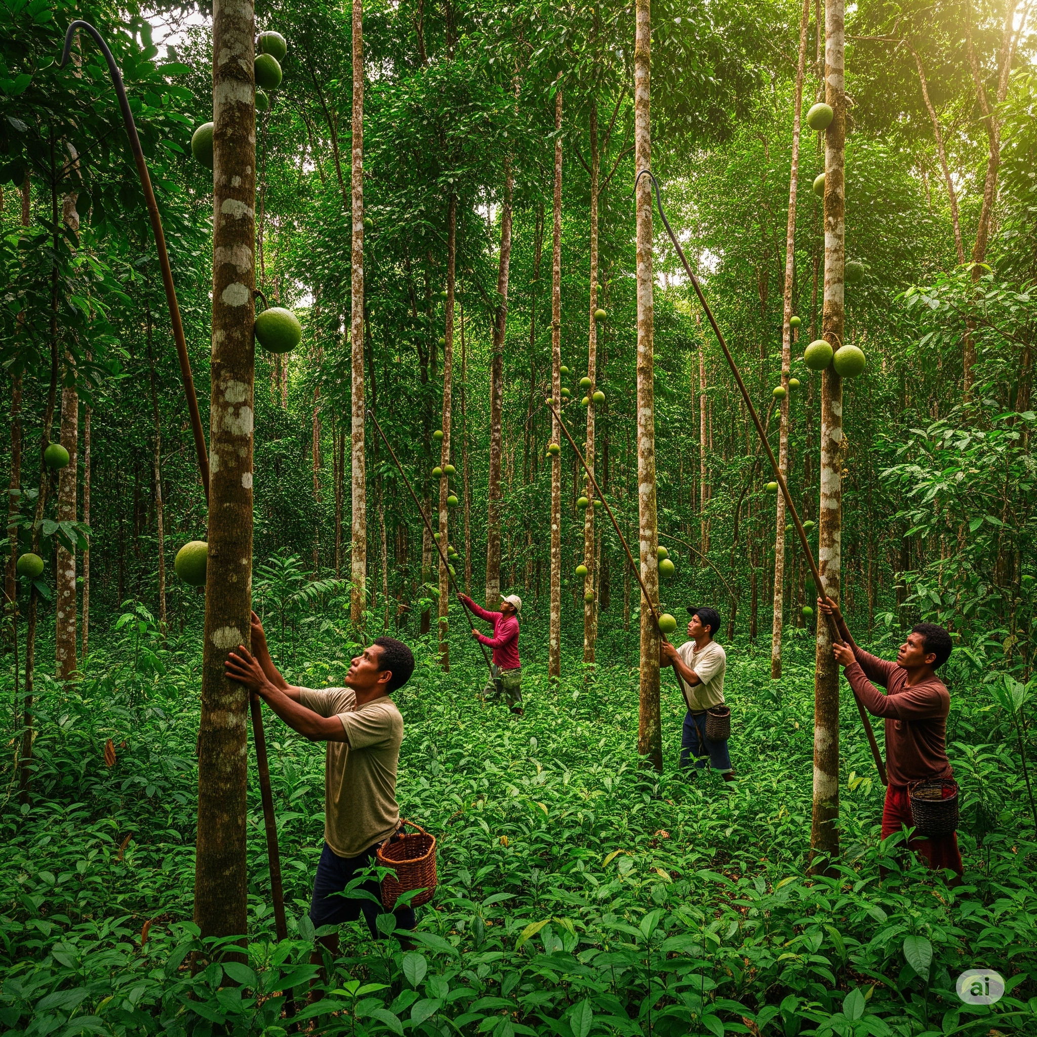 쿠푸아수를 따고있는 현지인