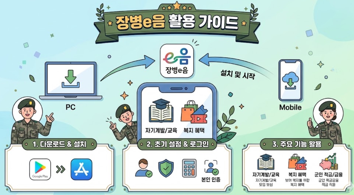 장병e음 앱 다운로드 설치 및 이용방법
