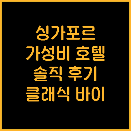 가성비 싱가포르 호텔 추천 호텔 클래..