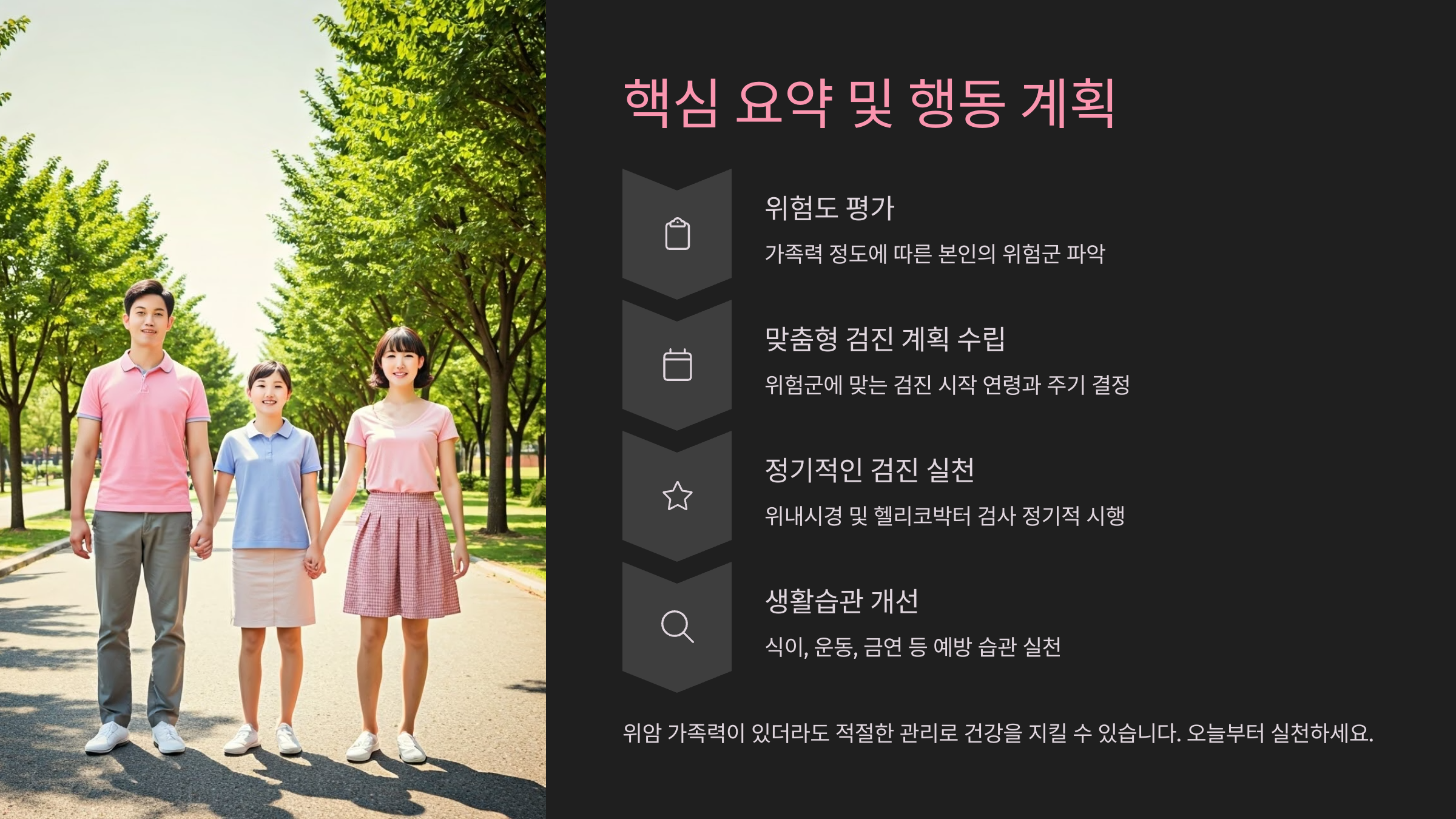 위암 가족력 핵심요약 및 행동계획