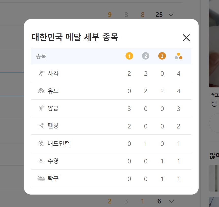 메달 세부 내역