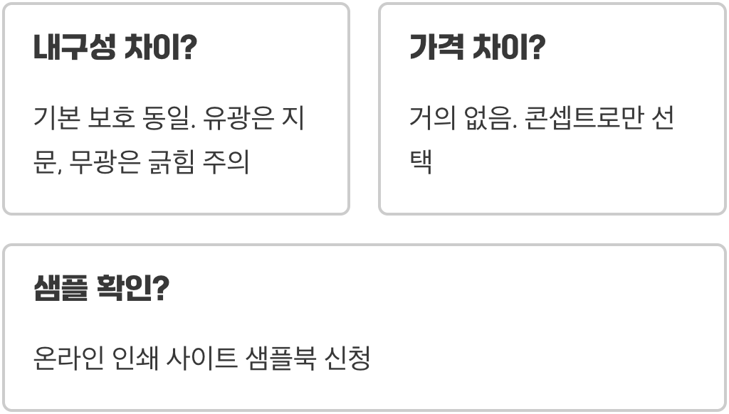스노우지에 유광코팅? 무광코팅? 어떤 게 좋을까?