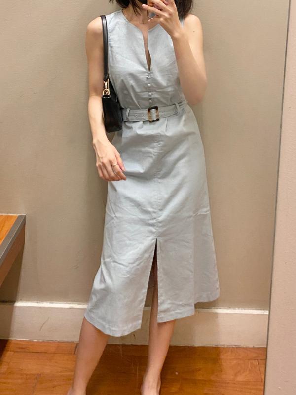 바나나리퍼블릭 여성 리넨블렌드 쉬프트 미디 드레스 2컬러 821418